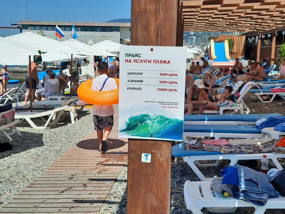 Прайс на услуги пляжа в Адлере. Мы этим не пользовались - экономили
