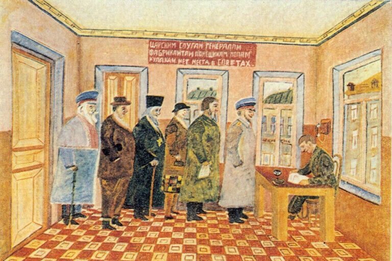 Детский рисунок 1920-1930-х годов с изображением «лишенцев»