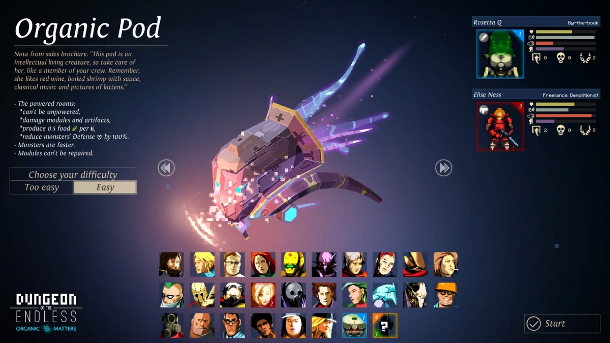 Меню выбора вашей спасательной капсулы и двух героев, которые по иронии судьбы оказались вместе (изображение взято с яндекс.картинки)