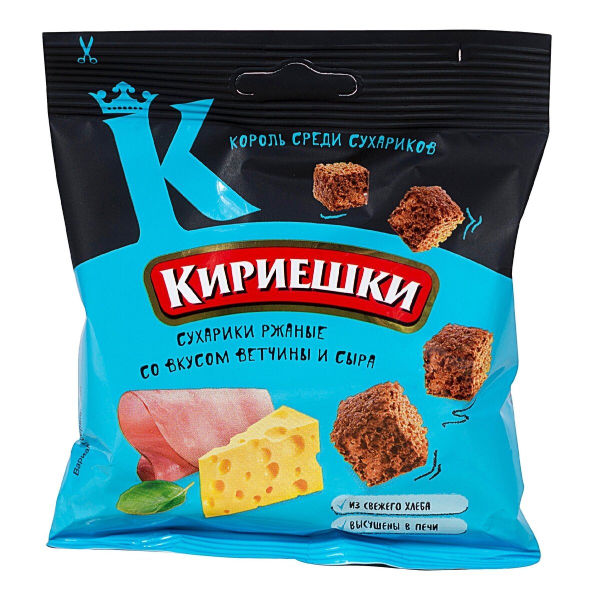 Сухарики «Кириешки» позиционируют себя на рынке, как сухарики нового поколения, предназначенные для современных молодых людей, которые хотят веселиться по полной программе, а также «Кириешки» дают силу и энергию для безбашенного веселья, потому что только «Кириешки» подсказывают новые виды развлечений, которые позволяют на время забыть о правилах и условностях и развлечься по полной. 
«Кириешки» — это сухарики, приготовленные из ржано-пшеничного хлеба. Уникальная технология производства, а именно специально разработанная рецептура хлеба и особенный процесс сушки сухариков, позволили в итоге создать продукт, в котором соединились преимущества разных снеков. Сухарики «Кириешки» сушатся, а не жарятся в масле, как чипсы. Это позволяет сохранить все полезные свойства хлеба, избежав появления лишнего жира и калорий