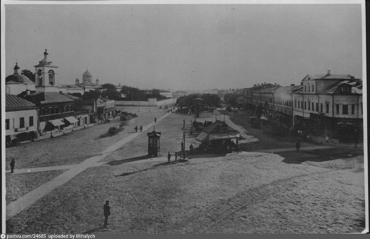 Арбатская площадь, вид в сторону Гоголевского бульвара, 1885-1891.