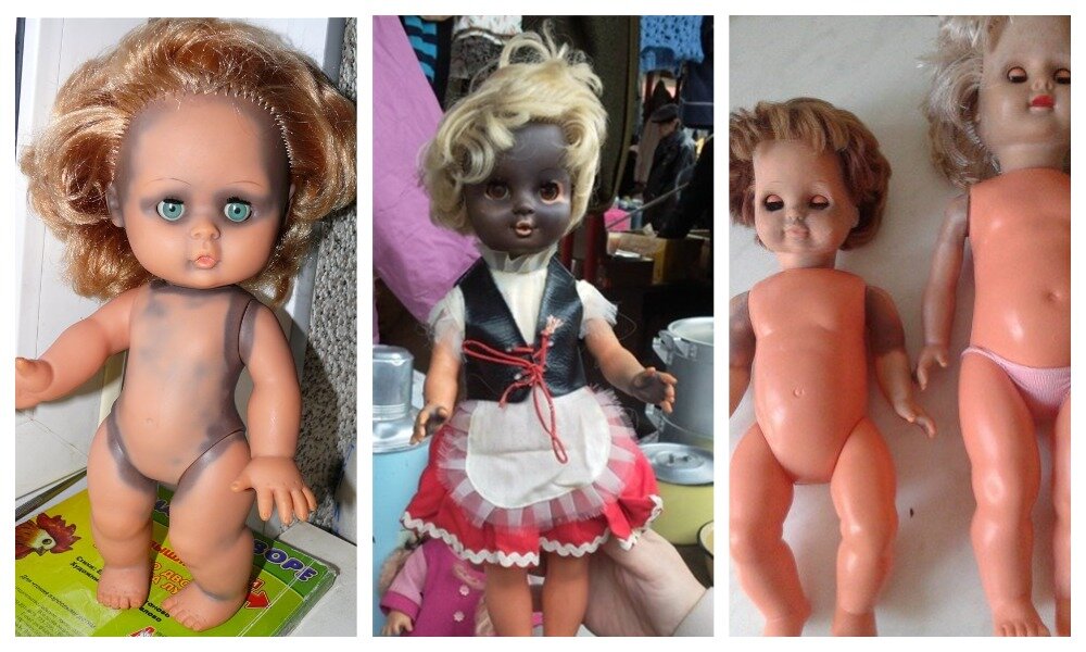 Примеры почерневших и посеревших кукол из интернета
