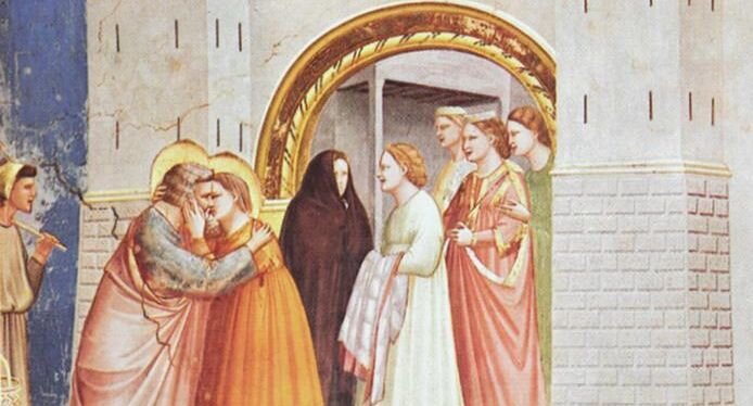 «Встреча Анны с Иоакимом у Золотых ворот», Джотто ди Бондоне📷
