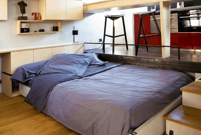 Как спрятать кровать: студия 16 м² для студента