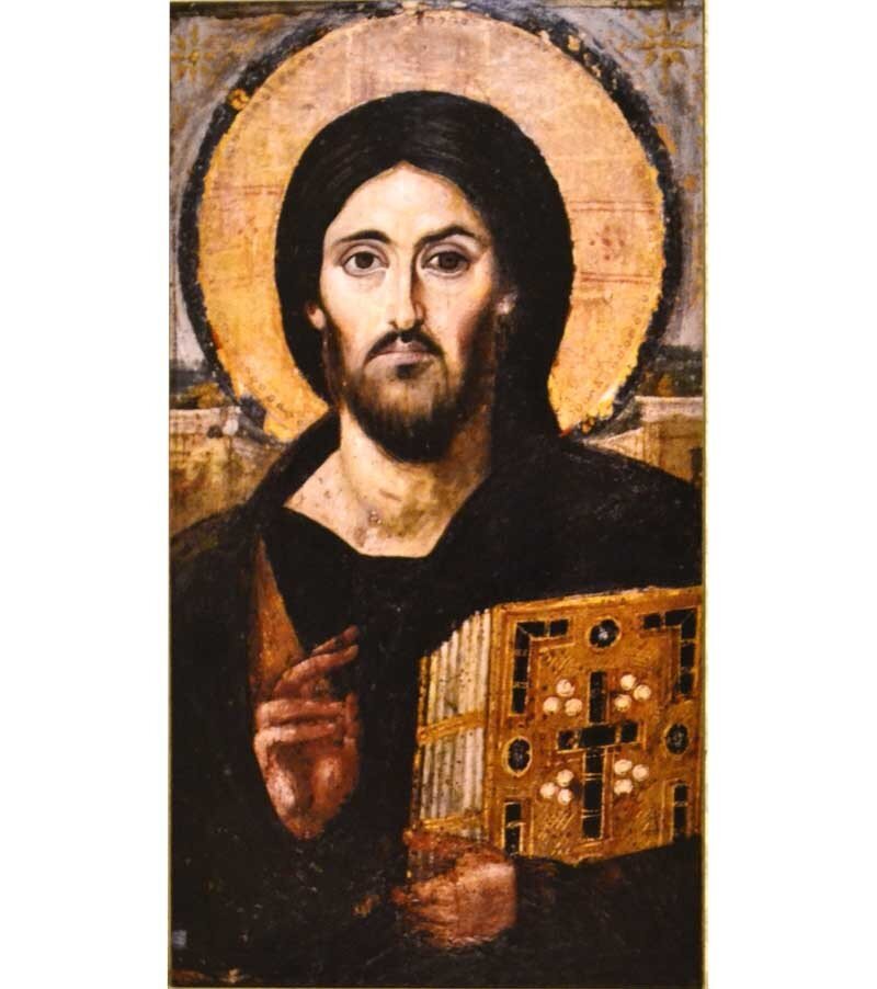 Христос Пантократор Синайский. Копия иконы VI века на доске.