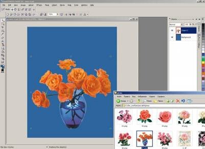 Заполняем фон и вставляем букет.
