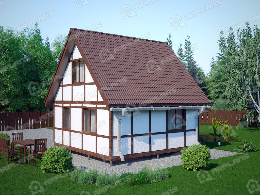 Фото 2 дачного дома с мансардой,  6х6 м. Источник arplans.ru Проект И-028