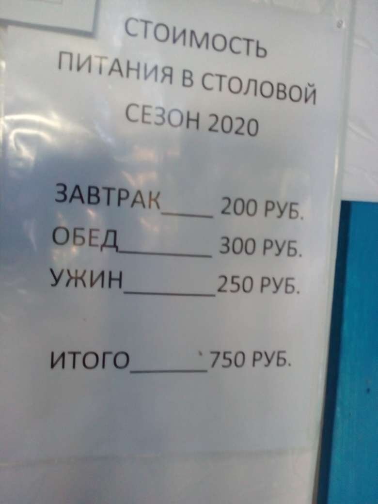Цены в столовой