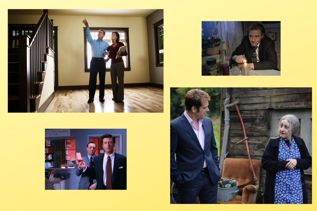 Кадры из российских и американских фильмов про риэлторов. 