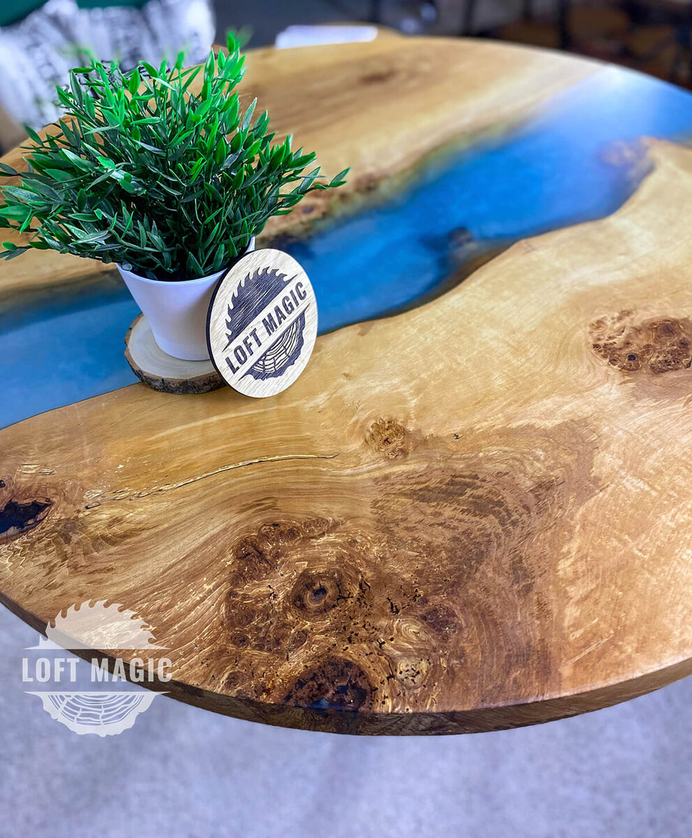 Обеденный / Рабочий Стол из каповой ольхи. Арт.  L-102205 