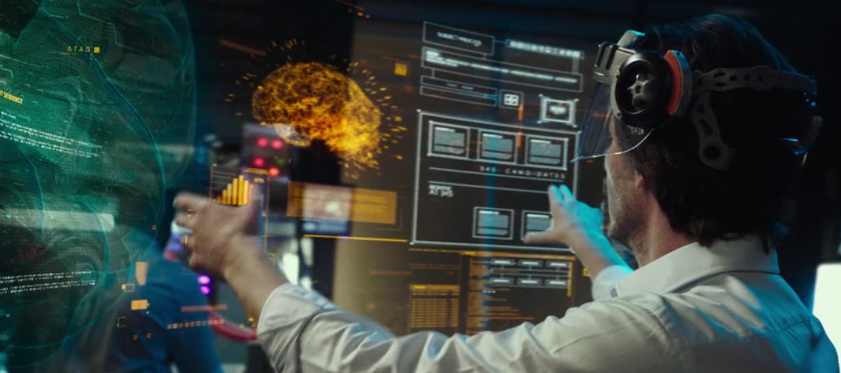 Фостер занимается своими опытами, применяя огромный виртуальный экран
(с) Кадр из фильма