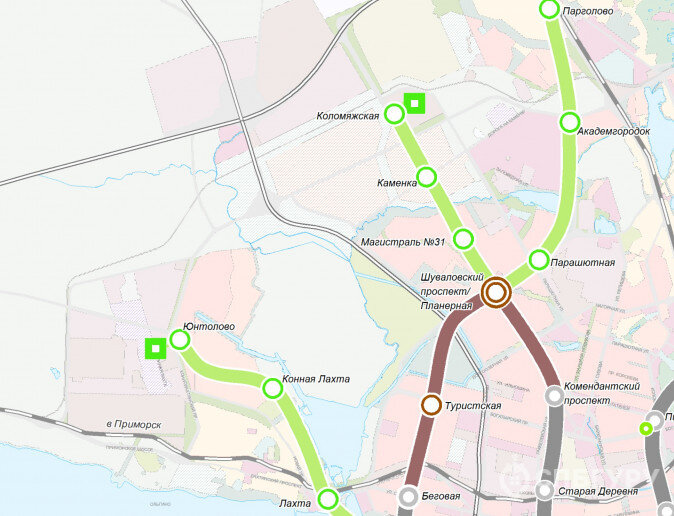 Схема коричневой ветки метро в санкт петербурге