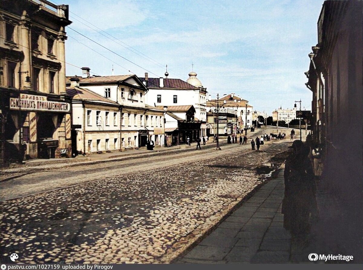 Цветные дореволюционные снимки квартала в районе Остоженки и Пречистенки. Раскрасил ч/б снимки