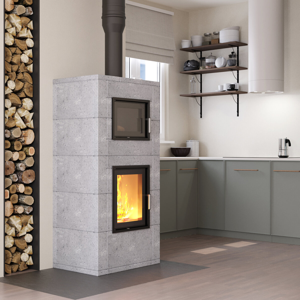 Камин с духовкой от производителя Тёплый камень