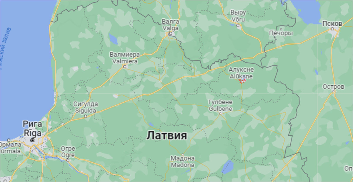 Алуксне (красный пунктир на карте). Goopgle.Maps