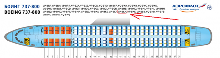 Аэрофлот 737 места