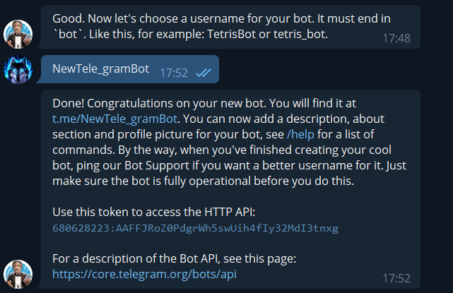 Sorry this username is already taken. @Courier_partners_support_bot. Sorry, the username must end in 'bot'. E.G. 'Tetris_bot' or 'TETRISBOT'. Choose username. Choose a bot to change the list of Commands..