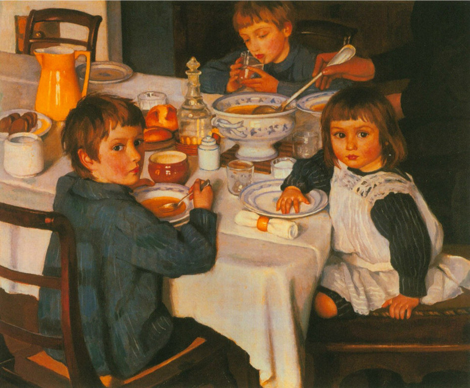 Зинаида Серебрякова, картина "За завтраком"