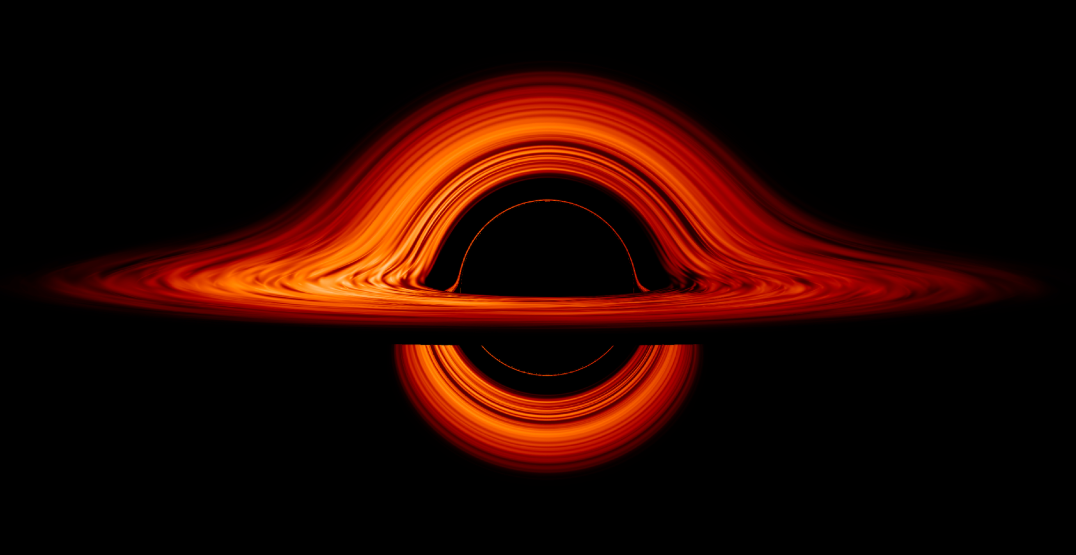 Визуализация  чёрной дыры (статичное изображение симуляции НАСА)