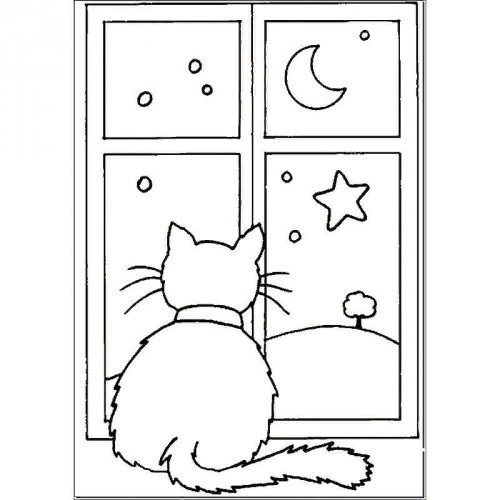 Трафарет "Кот смотрит в окно"