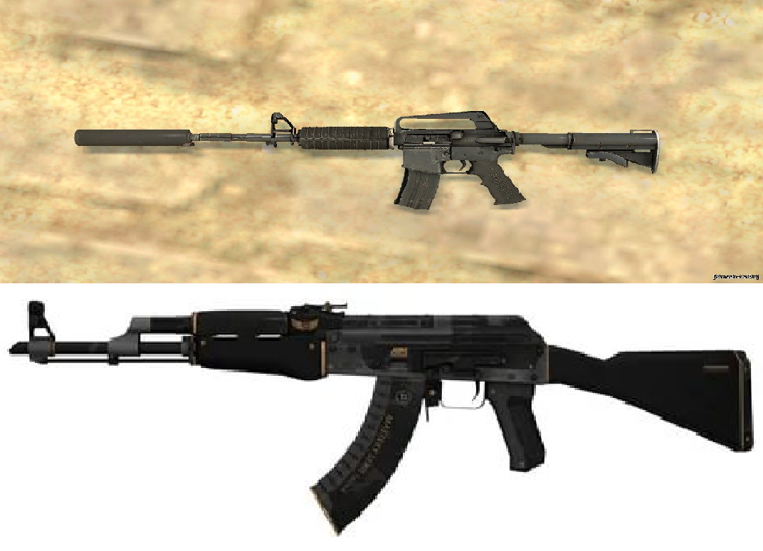 Шутер CS GO удивляет начинающих игроков огромным выбором оружия. Но не менее важно, что все оно действительно существует, а графика этой игры подчеркивает его реалистичность, и в точности передает каждую его деталь. Поэтому геймеры очень довольны таким разнообразием. Перед игроками всегда становится вопрос: какое оружие выбрать? Ведь от этого зависит результат игры. Но на ваш выбор однозначно влияет несколько факторов – это его цена, и ваша задача в игре. Если вы например играете снайпером, то вам не обойтись без винтовки, только она способна так метко стрелять на больших дистанциях. Уже много лет игроки спорят, какое орудие убийства считается лучшим, и так не нашли ответ на этот вопрос. Всякое оружие хорошее, оно имеет свои преимущества и недостатки. Пока вы сами не попробуете пострелять изо всех видов, вы так и не определитесь, а для этого надо как минимум скачать игру с нашего портала http://cs-games.net и опробовать все на практике. Но сколько бы разговоров не шло по этому поводу, а геймеры до сих пор не могут ответить на вопрос: что лучше Colt М4А1 или же АК-47? Это мощные орудия убийства, поэтому определиться не так просто. Давайте вместе с вами обсудим все плюсы и минусы этих пушек, которые так часто используют в Counter Strike. 
АК-47, он же автомат Калашникова – самое убойное оружие в CS 1.6, и с этим не поспоришь. Самое главное его преимущество – это меткая стрельба на больших расстояниях, при этом достаточно будет одного выстрела, чтобы уничтожить противника. Этот автомат становится незаменимым помощником любого стрелка. Но стоит он дорого, поэтому не каждый игрок может позволить себе это орудие убийства. Если АК-47 окажется в руках профессионала, то он может спокойно перестрелять чуть ли не всю команду соперника. Что касается дистанции стрельбы, то "кольт" немного уступает "калашу", но многие геймеры с этим не согласны. Вторая положительная черта этого автомата – это пробивная мощь, он способен простреливать стены и ящики, что является огромным плюсом в Counter Strike. АК-47 становится наиболее эффективным, когда вы сталкиваетесь с противником лоб в лоб, вот тогда оно демонстрируют всю свою силу.

М4А1, любимое оружие многих игроков – сейчас вы узнаете, какими положительными качествами обладает оно в игре контр страйк. Главное преимущество кольта заключается в том, что он может стрелять на больших дистанциях очень метко, даже если использовать 4-5 патрона. Но наиболее он эффективен на среднем расстоянии. Стоит отметить, что это оружие имеет глушитель, чего нет у автомата Калашникова. Но пользы от него не так много, как вы думаете. Он станет необходимостью только в одном случае, когда вы останетесь один со своей команды, и вам нужно будет перестрелять всех своих врагов, вот тогда, чтобы вас не заметили, он конечно же пригодится.

Это самое главное, что вам нужно знать об этих пушках. Вы вправе выбирать сами, и как видите эти два вида оружия не имеют особых отличий, но споры между игроками не прекращаются на тему «что же круче»? Все можно очень просто объяснить, к каждому автомату нужно привыкнуть, кто-то постоянно пользуется кольтом, поэтому говорит, что он лучший, а кто-то использует только АК-47, поэтому не может признать М4А1. В любом случае, выбор остается за вами. Рекомендуем вам испробовать эти две винтовки, и лично для себя решить, какая из них подходит именно вам. ИНФОМАЦИЯ ВЗЯТА С САЙТА https://cs-games.net/articles/67-chto_vibrat_ak47_ili_colt.html