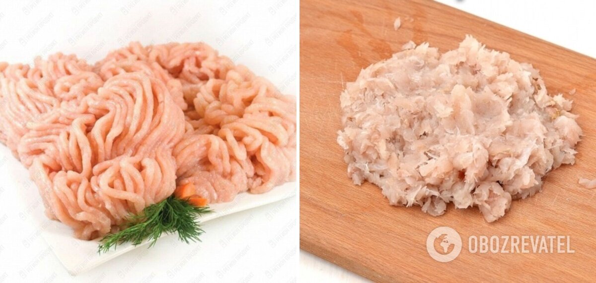 Фарш рыбный на черном фоне
