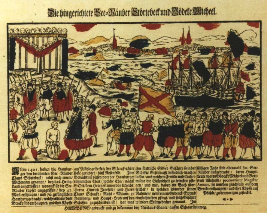 Казнь Виталийских братьев в Гамбурге. Листовка 1701 года из Гамбургского государственного архива. de.wikipedia.org