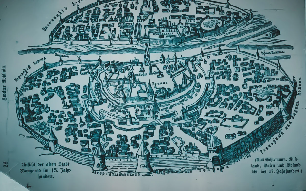 План средневекового Новгорода.