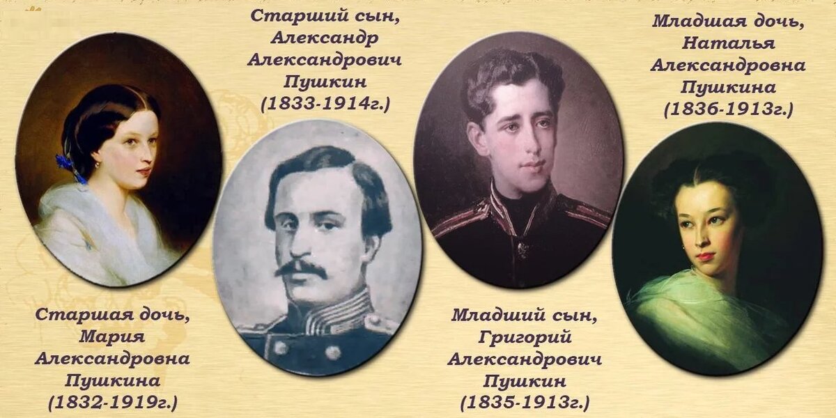 Чей портрет он только год в службе. Жена и дети Пушкина. Дети Пушкина и Гончаровой их судьба.