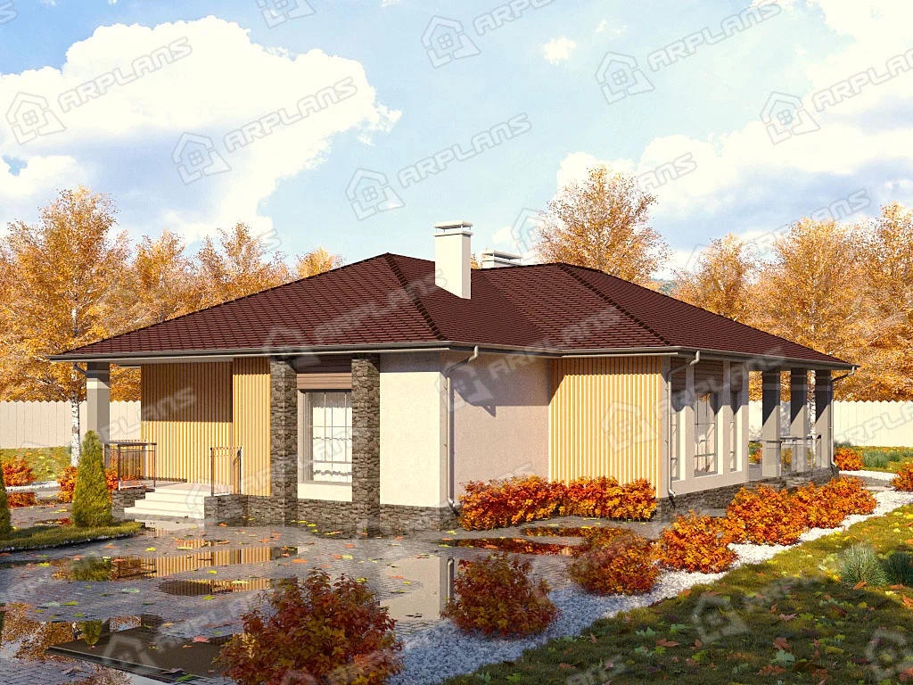 Фото 2 одноэтажного дома из газобетона. Источник arplans.ru Проект К-227 