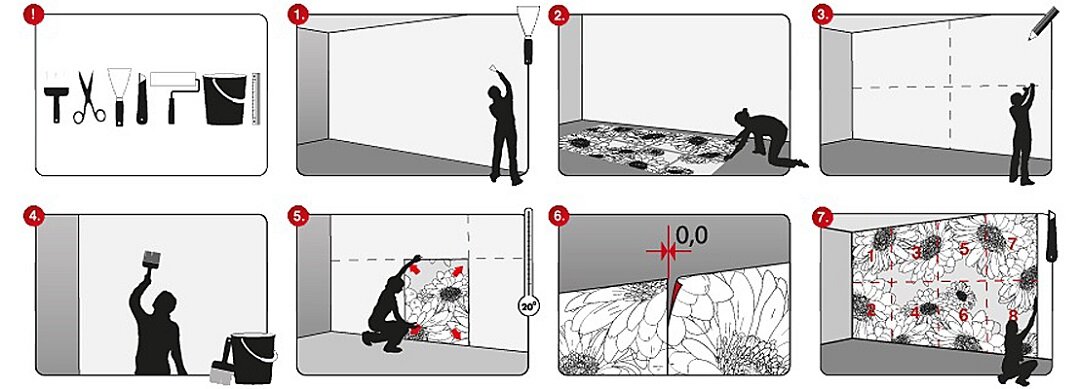 Как клеит фото обои на стену Поклейка виниловых фотообоев Твори УЮТ! Дзен