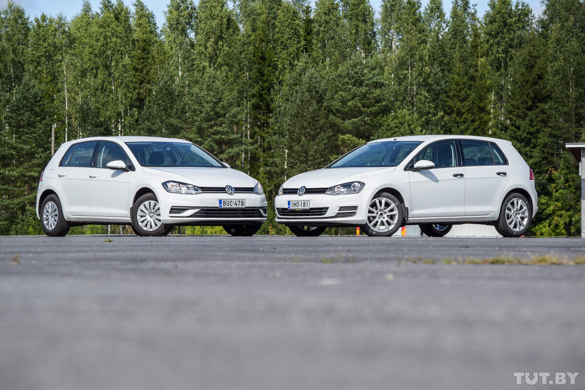 Тесты проводили на специальном полигоне и на одном автомобиле (он на фото справа). Появление второго авто в кадре — для возможности сравнить «визуальные преимущества» установки колес с литыми дисками большего диаметра