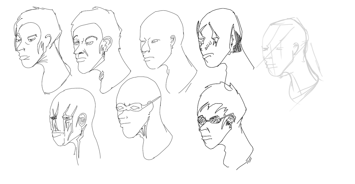 Тут используя всего один набросок я смог нарисовать несколько разных персонажей как мужского, так и женского рода.