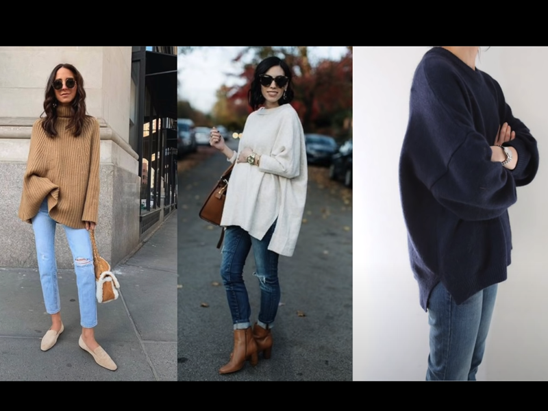 Удлиненный свитшот/Джемпер + Джинсы