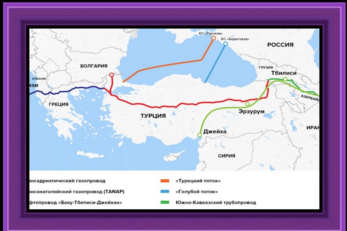Схема нефтепроводов и газопроводов
