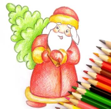 Дед мороз рисунок карандашом