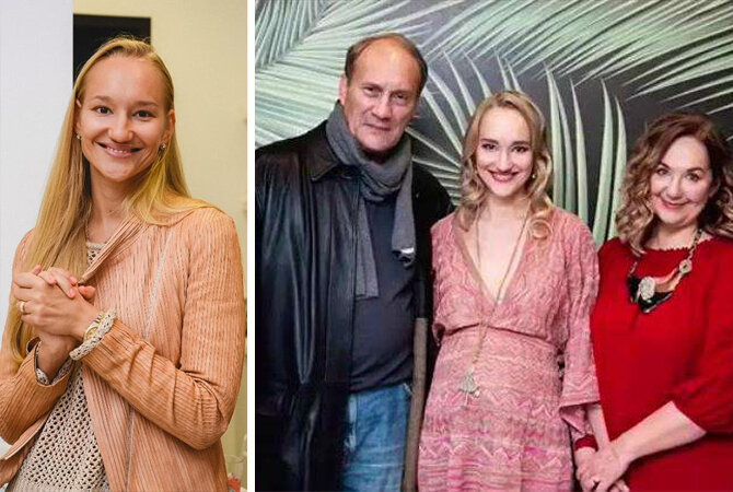 Полина Сидихина. Справа с родителями