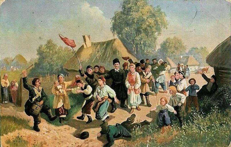 И. Соколов«Проводы в город парубков, назначенных в рекруты», 1860-е годы