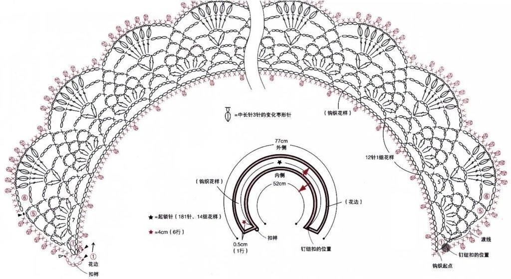 Ажурный воротничок крючком схема