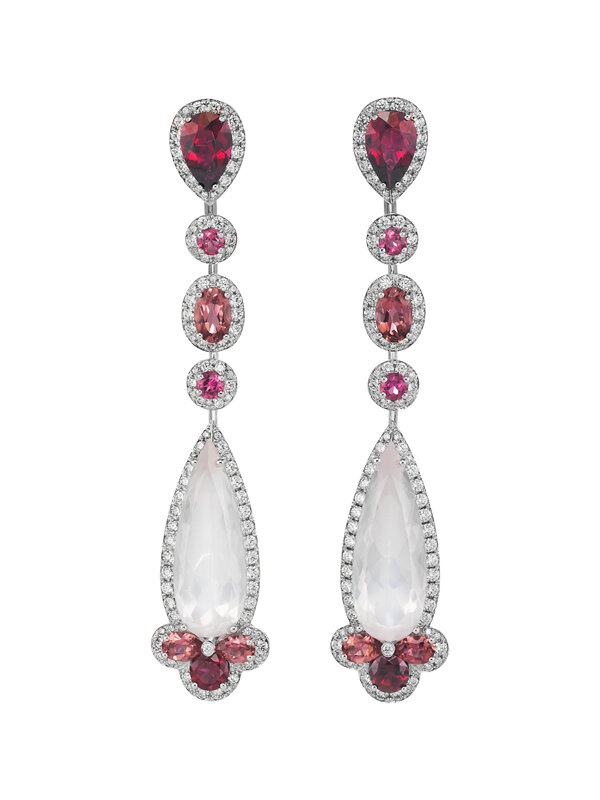 Серьги Chopard Temptations из белого золота с бриллиантами, кварцем и турмалинами