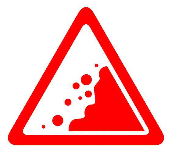 Обозначение территории оползней