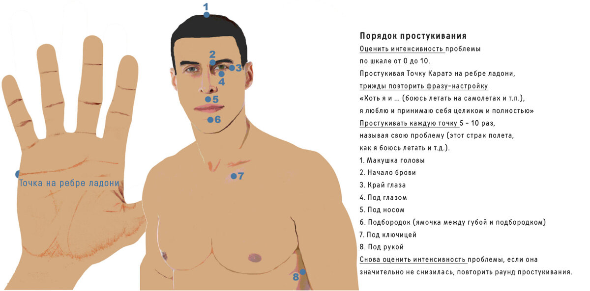 Краткая схема простукивания с указанием активных точек