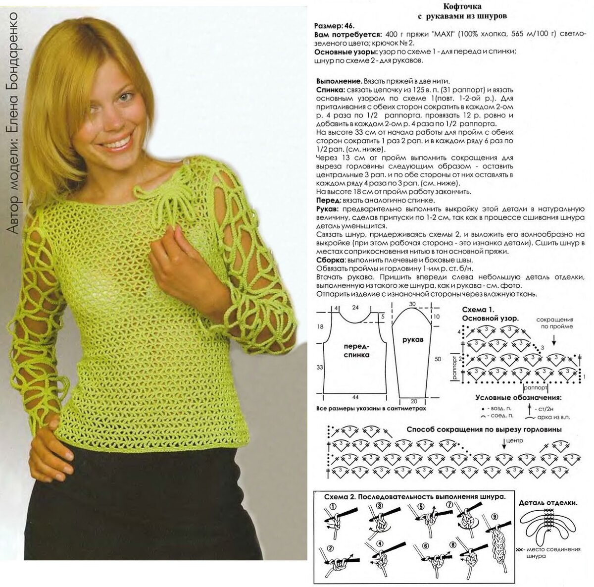 Вязаные спицами блузы женские с описанием