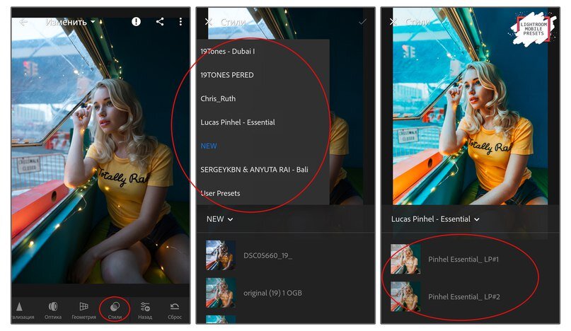 Запускаете лайтрум, выбираем «Стили» , и выбираем нужный пресет.