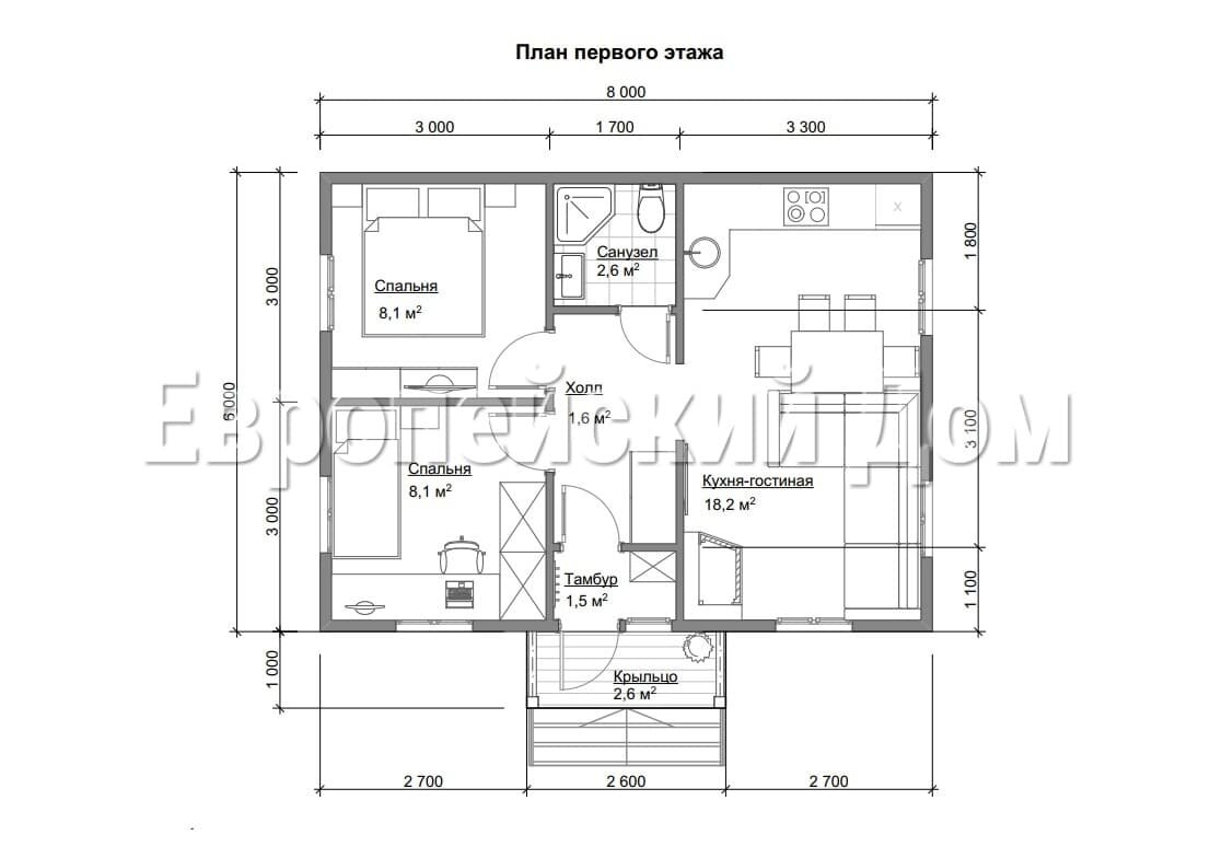 Планировка первого этажа. Источник фото: dom-bt.com