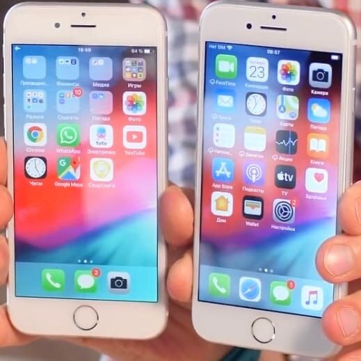 Слева iPhone 6, а справа новый iPhone SE