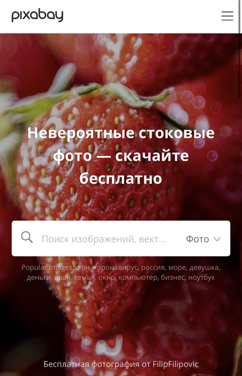 Скрин сайта pixabay.com