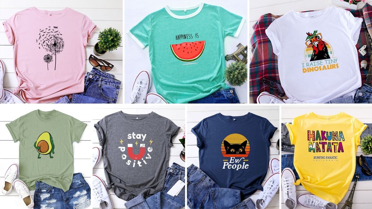 Классные яркие футболки 2021-2022 от компании LOOKTREND с модными принтами 