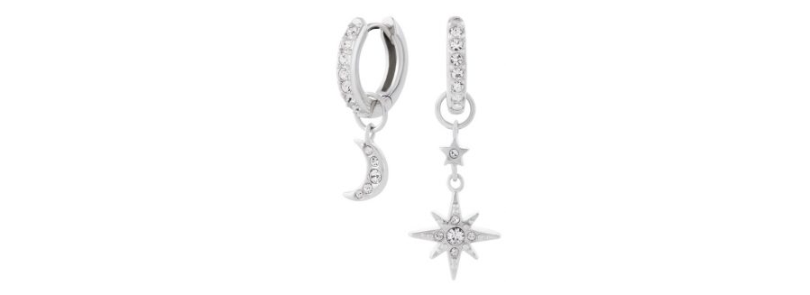 Серебряные обручи Olivia Burton Celestial Moon и North Star Huggie Hoops