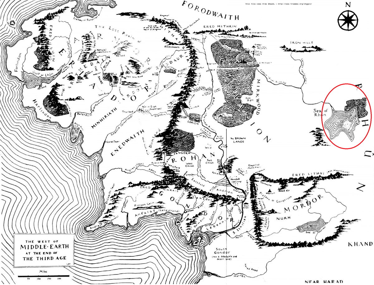 Карта средиземья толкиена полная